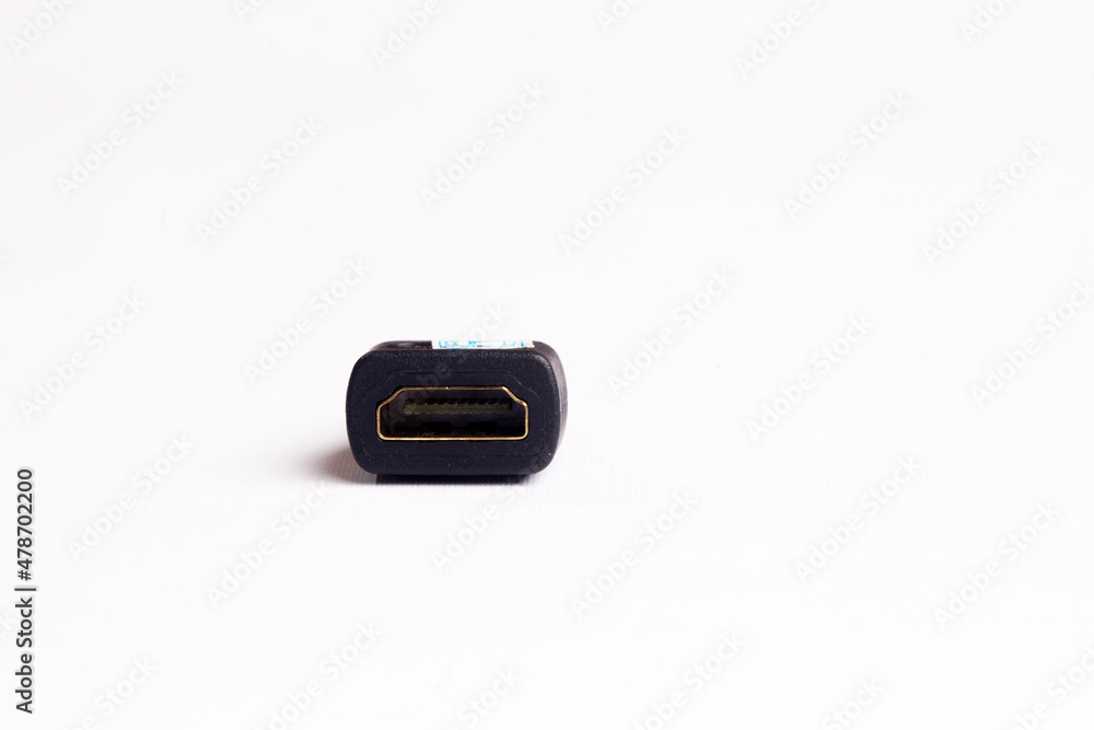 High-Definition Multimedia Interface or HDMI to mini HDMI adapter isolated on white. High-Definition Multimedia Interface or HDMI to mini HDMI adapter isolated on white.