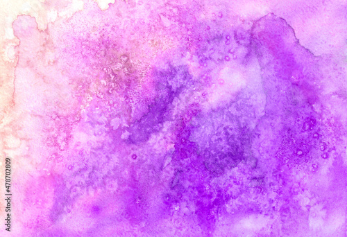 Hand drawn abstract purple pink watercolor background