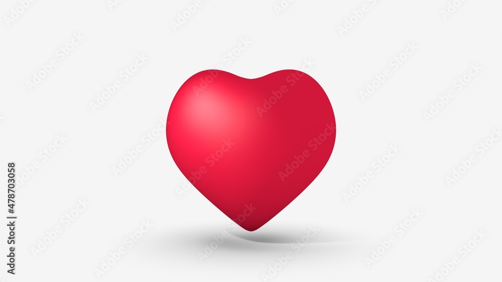 3d render of a red heart postcard.