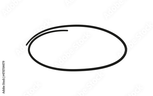Hand drawn oval. Highlight circle frame. Ellipse in doodle style. Vector illustration isolated on white background.