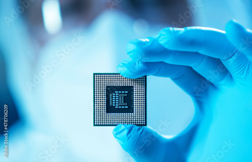 Obraz na plátně The scientist works in a modern scientific laboratory for the research and development of microelectronics and processors