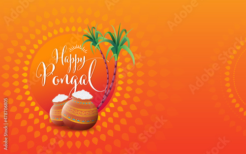 Happy Pongal Festival Greeting Background Template Design Vector Illustration