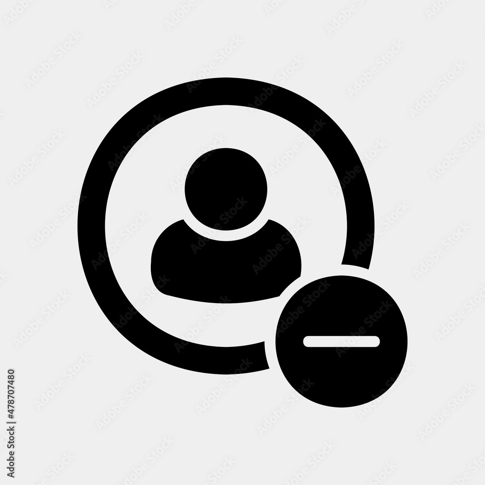 Delete friend icon in solid style about social media, use for website mobile app presentation