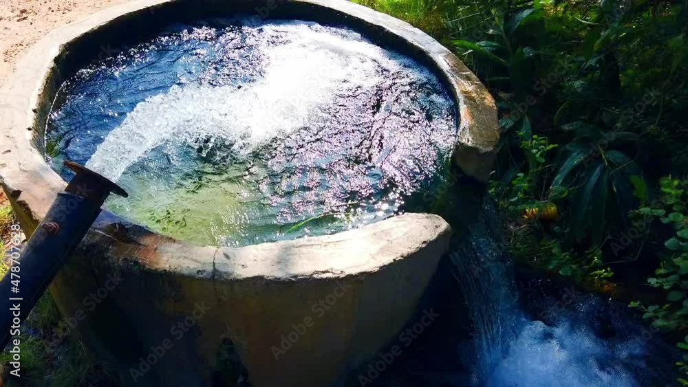 Video Stock Water from a well filled a pond for irrigation,Irrigation