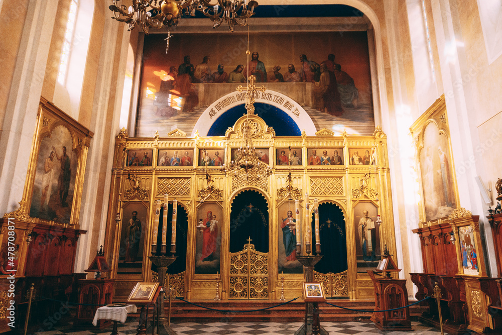 Interior decoration of the Orthodox Church of the Holy Annunciation in Dubrovnik. Croatia