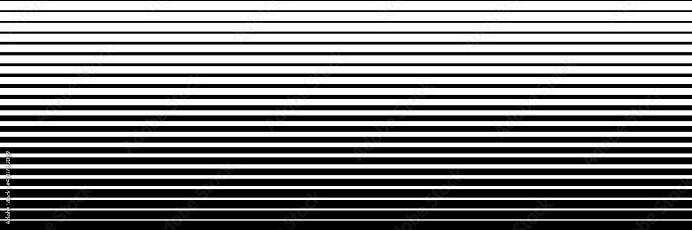 Vector banner disappearing horizontal stripes, black and white - obrazy, fototapety, plakaty 