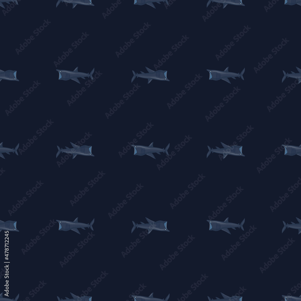 Basking shark seamless pattern in scandinavian style. Marine animals background. Vector illustration for children funny textile. Basking shark seamless pattern in scandinavian style. Marine animals background. Vector illustration for children funny textile.