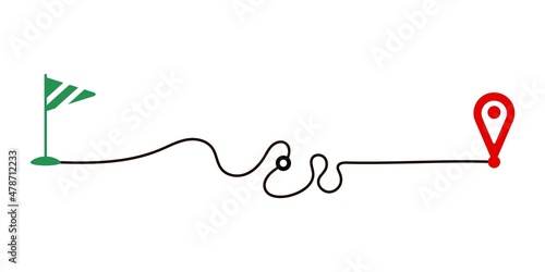 Paths routes isolated on white background. Transport tracking, travel, map pins, location pins.