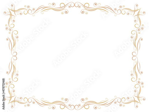 Art deco frame with swirls. Art Nouveau linear border. Design a template for invitations, leaflets and greeting cards. Geometric golden frame. The style of the 1920s - 1930s. Vector illustration