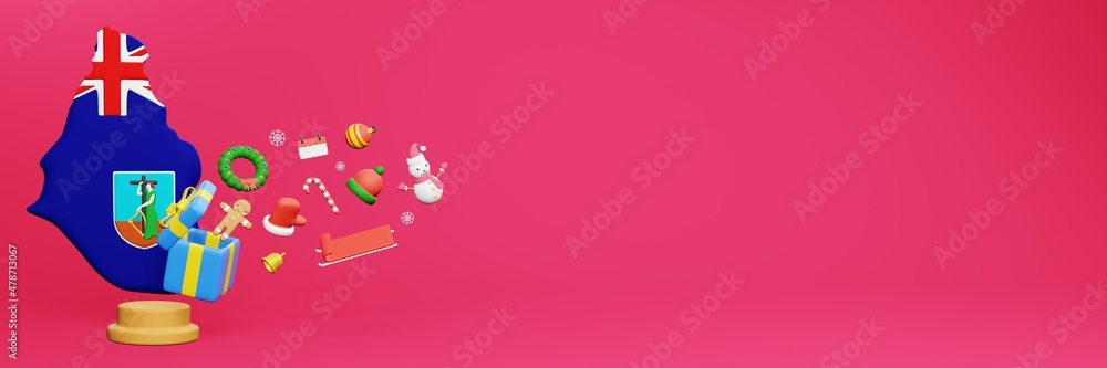 Fototapeta premium 3d rendering of christmas new year celebration in Montserrat for web cover and social media