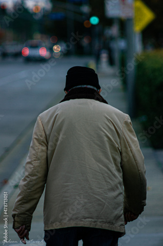 man walking in the city