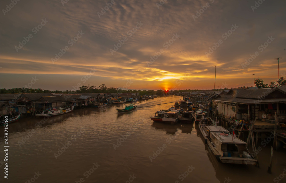 sunset in the harbor