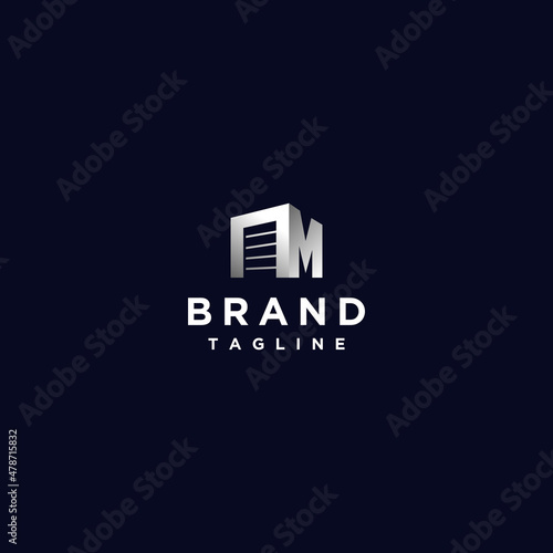 Simple and bold logo design of Storage Doors and Letter M. 