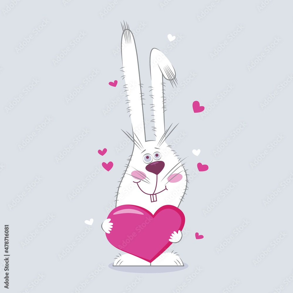 Fototapeta premium vector illustration of a rabbit with a heart