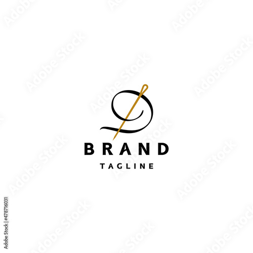 Classic elegant Letter D and Needle logo design. Creative letter D and Needle logo design in elegant classic style.