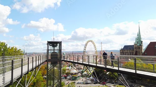 Erfurt Petersberg with Modern Viewing Platform to Ancient Old Town