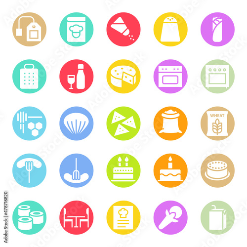 Circle color glyph icons for food.