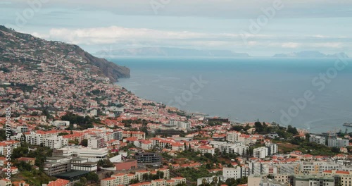 Panorama of Funchal from Viewpoint Pico dos Barcelos on the Island Madeira, Portugal - static shot photo