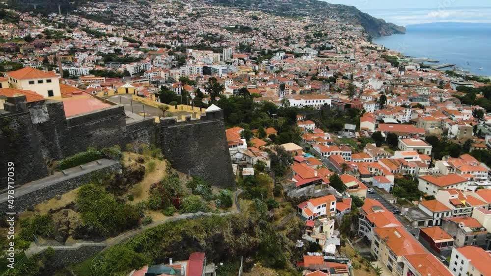 Fortaleza de Sao Joao Baptista do Pico in Funchal, Madeira - aerial ...