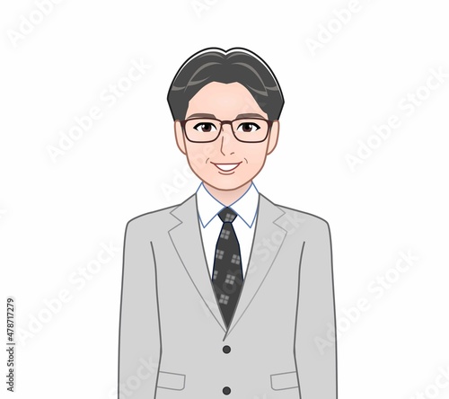 グレーのスーツを着た年配の男性