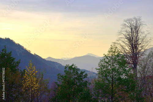 Sunset in the Caucasus mountains