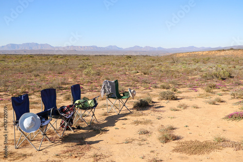 Photography camping chairs in the karoo landscape
