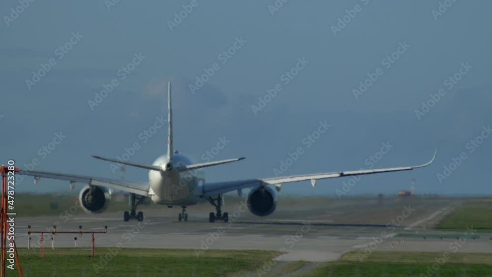 Airplane Taking Off, Sunny Day. Static, Behind. Airplane Taking Off, Sunny Day. Static, Behind.