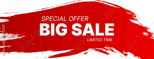 big sale banner background design in red and white with grunge.vector illustration