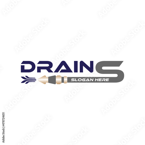 Vector Wordmark Logo Template Combination with Water Pipe Hose, Perfect to use for plumbing.