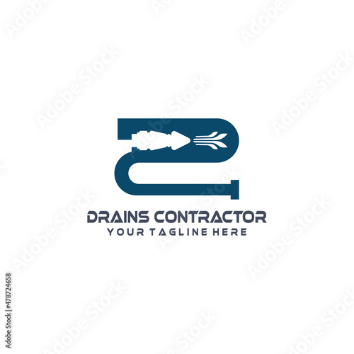 DZ or ZD logo vector with water pipe hose, Perfect for construction, plumbing or related to plumbing.