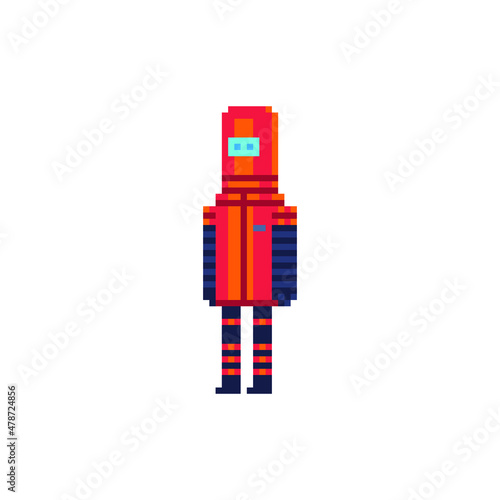 Man in red hoodie. Pixel art style character. Avatar, portrait, profile picture.  Game assets. 8-bit. Isolated vector illustration. © thepolovinkin