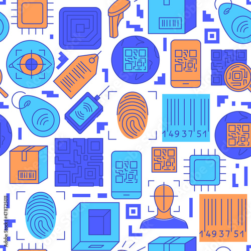 Qr code and barcode seamless pattern