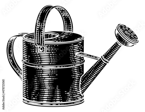 Garden Watering Can Gardening Tool Vintage Woodcut