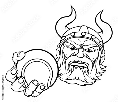Viking Tennis Ball Sports Mascot Cartoon