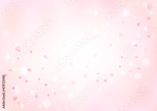 桜吹雪背景　桜のフレーム