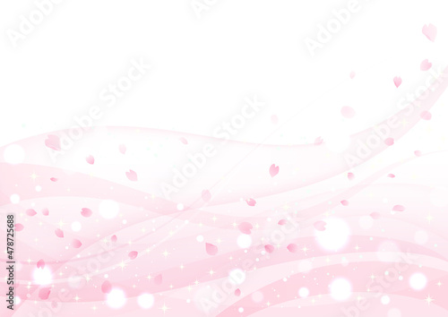 桜吹雪背景　桜のフレーム