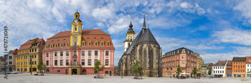 Panorama Markt in Weißenfels mit Rathaus und Kirche © Henry Czauderna