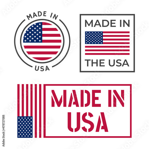 made in usa icon set, american product labels