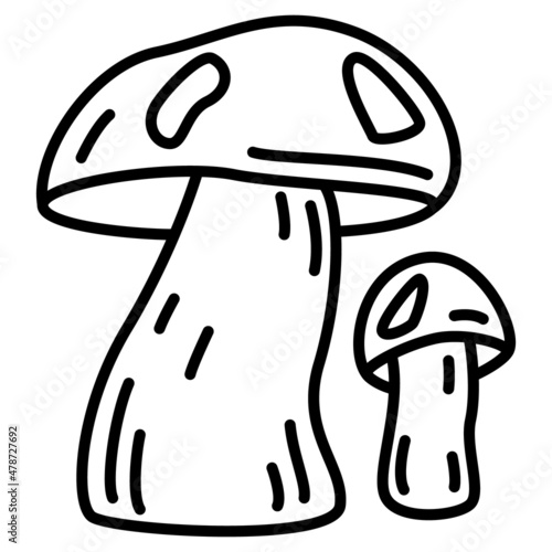 Big mushroom, small mushroom. Orange birch bolete, orange-capped bolete, red-capped scaber stalk. Vector icon, offline, isolated