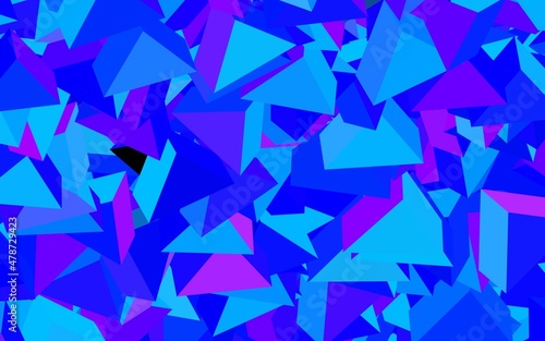 Dark Pink  Blue vector background with triangles.