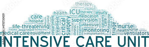 Intensive Care Unit - ICU conceptual vector illustration word cloud isolated on white background.