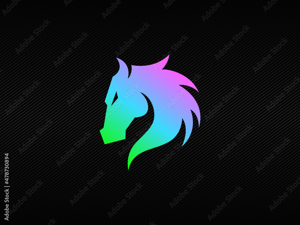 Fototapeta premium Modern horse head badge logo with RGB light colors