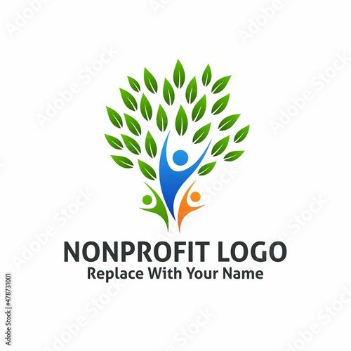 Nonprofit logo with a tree illustration