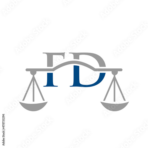 Law Firm Letter FD Logo Design. Lawyer, Justice, Law Attorney, Legal, Lawyer Service, Law Office, Scale, Law firm, Attorney Corporate Business FD Initial Letter Logo Template