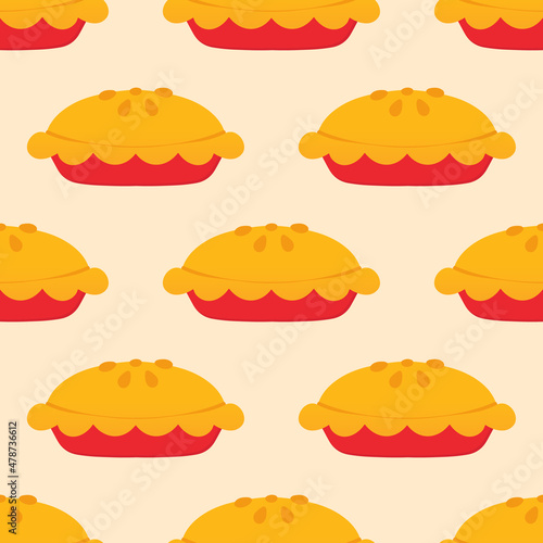Vector seamless pattern background with pie, sweet apple pie for food design.

