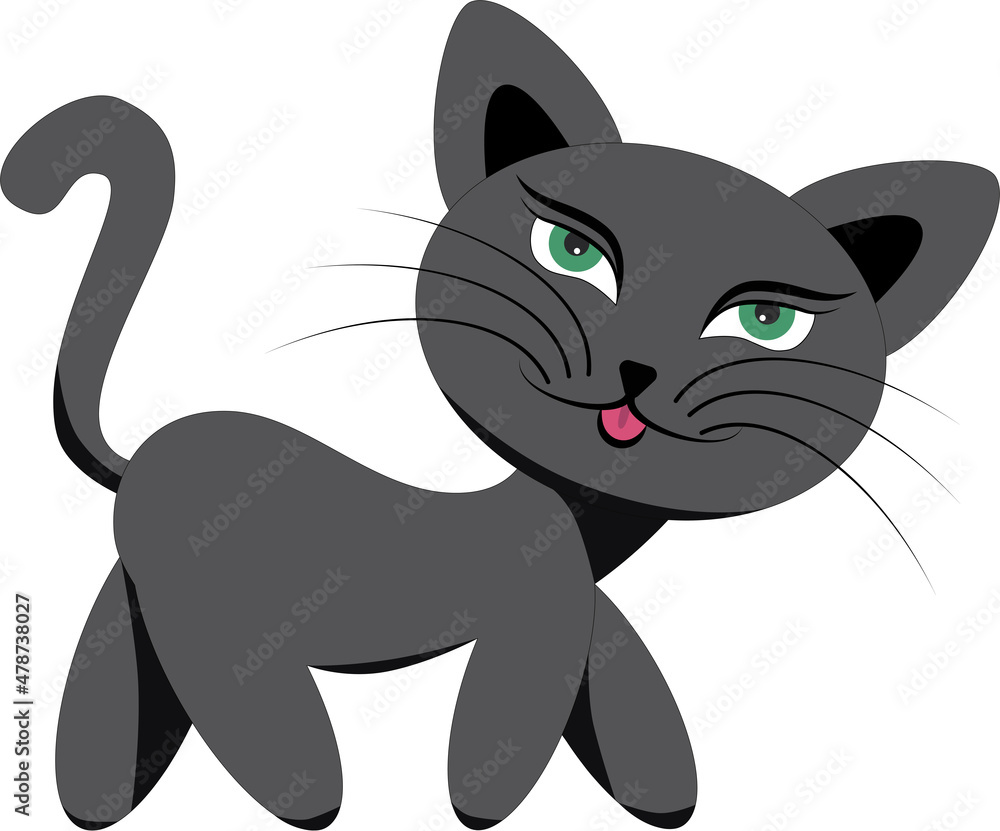 A grey cat with green eyes. A grey cat with green eyes.