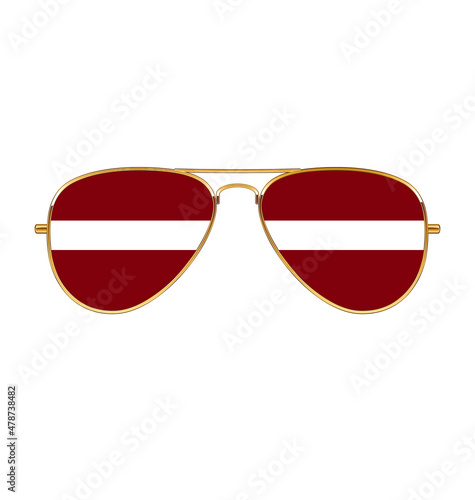 cool aviator sunglasses with Latvian flag