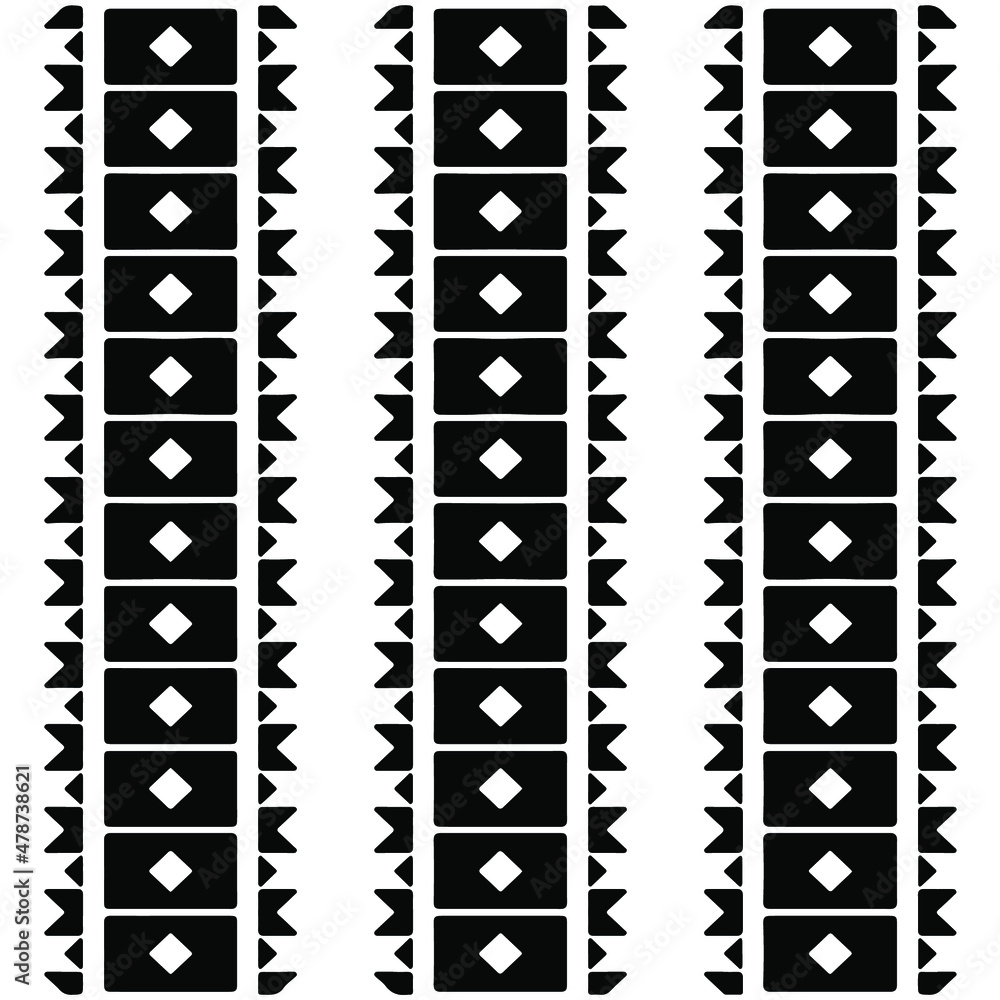 Seamless ethnic pattern color black and white.Can be used in fabric design for clothes, accessories; decorative paper, wrapping, background, wallpaper, Vector illustration. Seamless ethnic pattern color black and white.Can be used in fabric design for clothes, accessories; decorative paper, wrapping, background, wallpaper, Vector illustration.