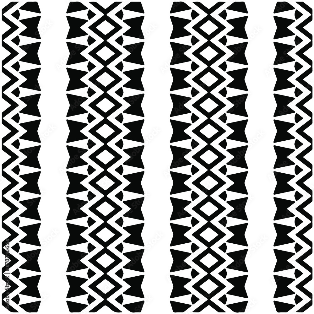 Seamless ethnic pattern color black and white.Can be used in fabric design for clothes, accessories; decorative paper, wrapping, background, wallpaper, Vector illustration. Seamless ethnic pattern color black and white.Can be used in fabric design for clothes, accessories; decorative paper, wrapping, background, wallpaper, Vector illustration.
