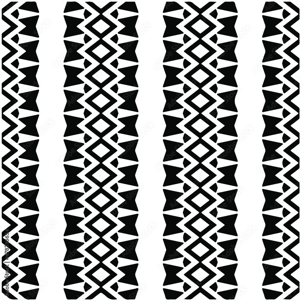 Seamless ethnic pattern color black and white.Can be used in fabric design for clothes, accessories; decorative paper, wrapping, background, wallpaper, Vector illustration.